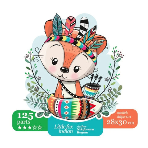 Little indian fox - unique WOODEN puzzle 125 pcs