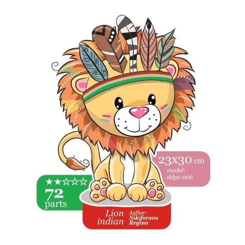 Little indian lion - unique WOODEN puzzle 72 pcs
