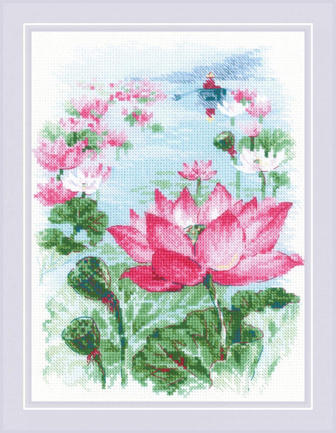 Lotus Field. Fisher cross stitch kit by RIOLIS Ref. no.: 1870