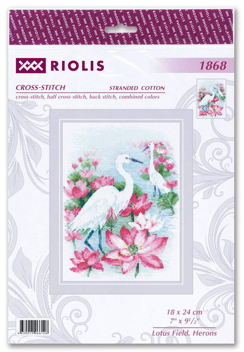 Lotus Field. Herons cross stitch kit by RIOLIS Ref. no.: 1868