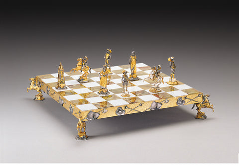 Louise XIV - The Sun King: Luxurious Chess Set From Bronze Finished Using Real 24k Gold