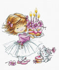 RARE find: Girl with a Kitten and a Cake SB1054 - Cross Stitch Kit by Luca-s