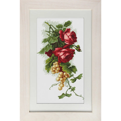 RARE find: Red roses and grapes SB2229 - Cross Stitch Kit by Luca-s