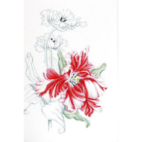 RARE find: Red tulips SB2241 - Cross Stitch Kit by Luca-s
