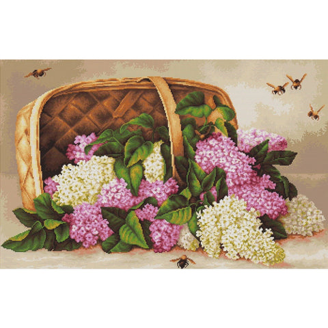 RARE find: Basket of lilacs SB501 - Cross Stitch Kit by Luca-s