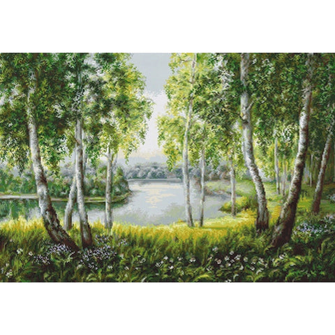Native Birchesin the Light SB526 - Cross Stitch Kit by Luca-s
