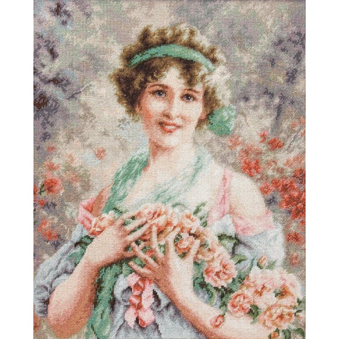 RARE find: The Girl with Roses SB553 - Cross Stitch Kit by Luca-s