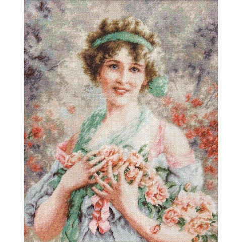 RARE find: The Girl with Roses SB553 - Cross Stitch Kit by Luca-s