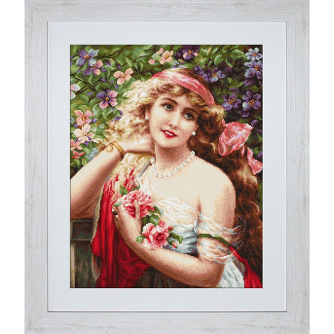 Young Lady with Roses SG549 - Cross Stitch Kit by Luca-s