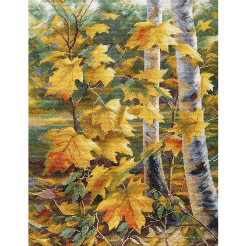 Golden Maple Leaves Cross Stitch Kit by Oven