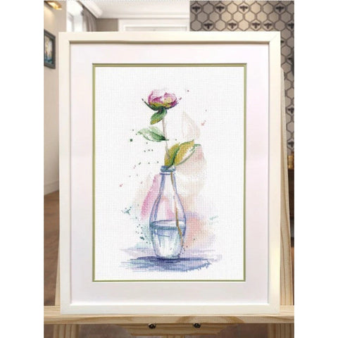 Elegant Peony Cross Stitch Embroidery Kit by Oven