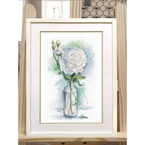 Pastel Pink Peony Counted Cross Stitch Kit by Oven