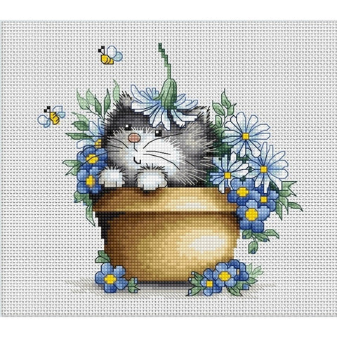 Kitten in flowers SB1048 - Cross Stitch Kit by Luca-s