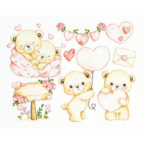 Luca-S Animal Cross Stitch Kit Little Hearts SB1446