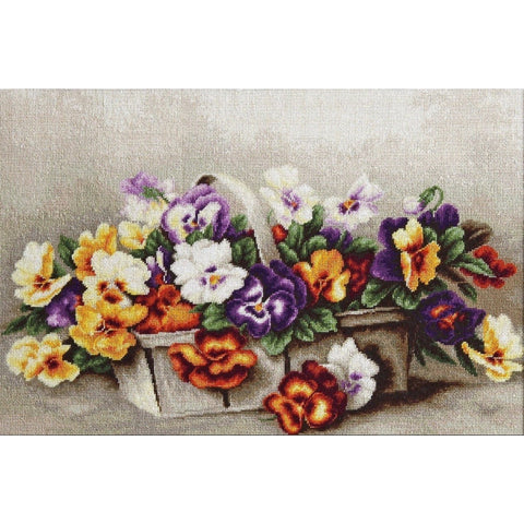 RARE find: Basket of pansies SB503 - Cross Stitch Kit by Luca-s