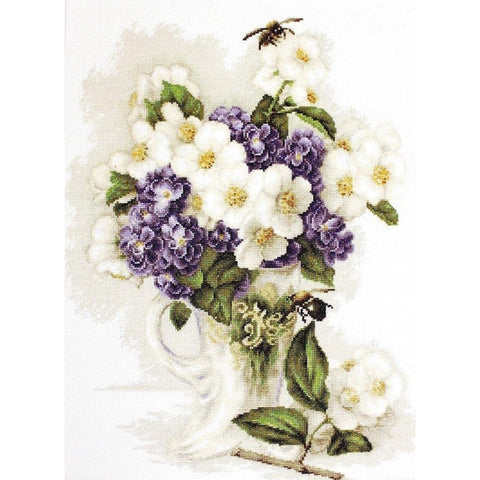 RARE find: Vase with jasmine SB512 - Cross Stitch Kit by Luca-s
