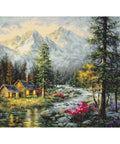 Luca-S Camping Cabin Cross Stitch Kit Cozy Nature Cottage Needlepoint Set