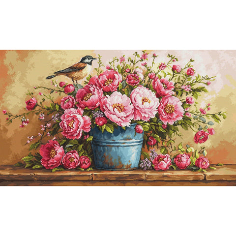 Luca-S Lush Bouquet of Flowers Cross Stitch Kit SB7055