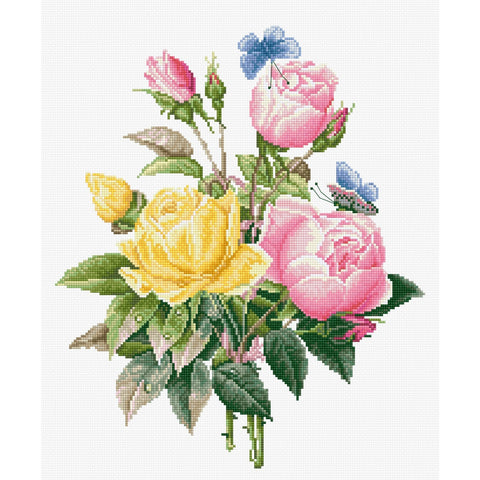 Yellow Roses And Bengal Roses SBU4003 - Cross Stitch Kit