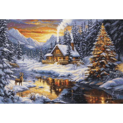 Luca-S Winter Mountain Evening Cross Stitch Kit SG721