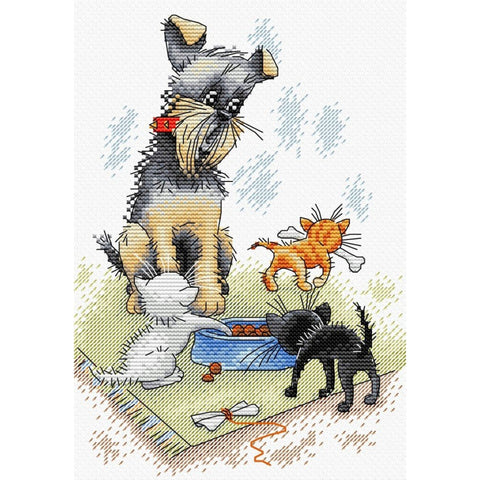 Cross Stitch Kit Dog & Puppies SM-204