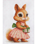 Luca-S Squirrel Gift Cross Stitch Kit 10x17 cm