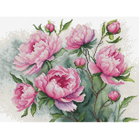Luca-S Charm of Peonies Cross Stitch Kit 29x22cm