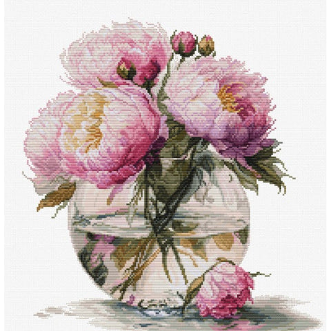 Luca-S Bouquet of Peonies Cross Stitch Kit
