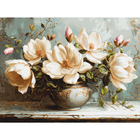 Luca-S Mysterious Magnolias Cross Stitch Kit