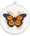 Luca-S Monarch Butterfly Cross Stitch Kit with Hoop 9x8 cm