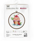 Luca-S Cherry Ice Cream Cross Stitch Kit with Hoop 8x9cm