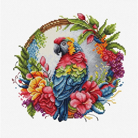 Luca-S Tropical Parrot Counted Cross Stitch Kit with Hoop