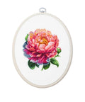 Luca-S Coral Charm Peony Counted Cross Stitch Kit with Hoop 12x12cm