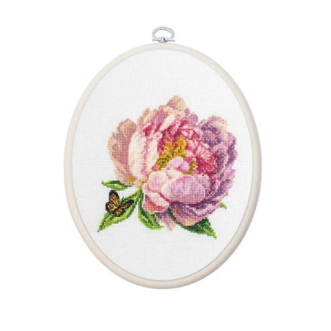 Luca-S Rozella Peony Cross Stitch Kit 12x12cm