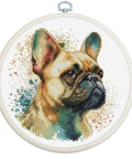 Luca-S French Bulldog Cross Stitch Kit with Hoop 15x15 cm