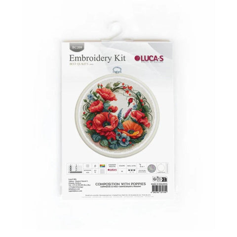 Luca-S Poppy Cross Stitch Kit 17x17cm
