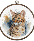 Luca-S Bengal Cat Cross Stitch Kit 16x16cm with Hoop