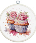 Luca-S Cupcakes Cross Stitch Kit with Hoop 12x12 cm