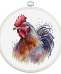 Luca-S Rooster Cross Stitch Kit with Hoop 13.5x15 cm