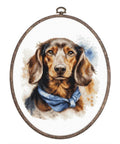 Luca-S Dachshund Cross Stitch Kit with Hoop 16x17cm