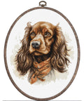 Luca-S Cocker Spaniel Cross Stitch Kit with Hoop 16x16 cm