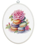 Luca-S French Macaron Cross Stitch Kit with Hoop 16x15cm