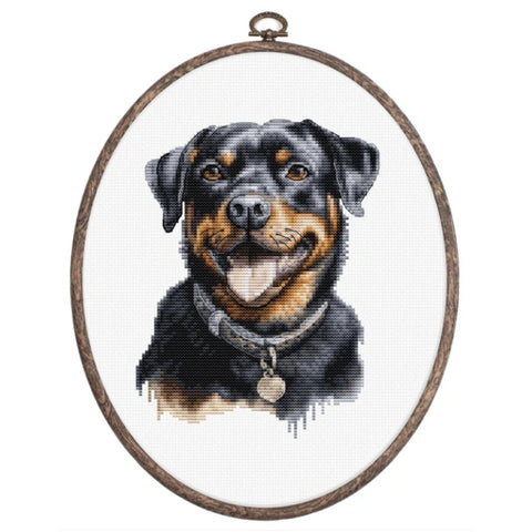 Luca-S Rottweiler Cross Stitch Kit with Hoop