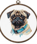 Luca-S Pug Cross Stitch Kit with Hoop 13x15 cm