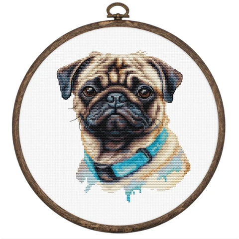 Luca-S Pug Cross Stitch Kit with Hoop