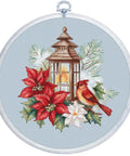 Luca-S Poinsettia Cross Stitch Kit with Hoop 16x17 cm