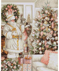 Luca-S Christmas Counted Cross Stitch Kit White Santa & Tree 25x32cm