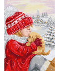 Luca-S Counted Cross Stitch Kit Girl Kissing Puppy 23x32cm