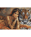 Luca-S Indian Princess & Royal Tiger Cross Stitch Kit 63.5x38cm