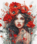 Luca-S The Girl With Poppies Cross Stitch Kit 31x33cm